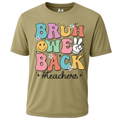 Bruh We Back Teachers Back To School Groovy Funny Gift Cooling Performance Crew T-Shirt