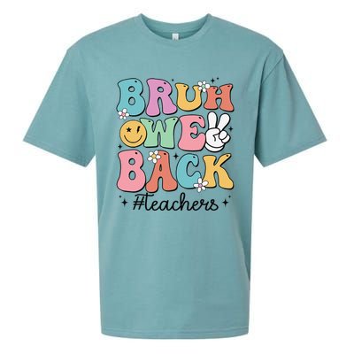 Bruh We Back Teachers Back To School Groovy Funny Gift Sueded Cloud Jersey T-Shirt