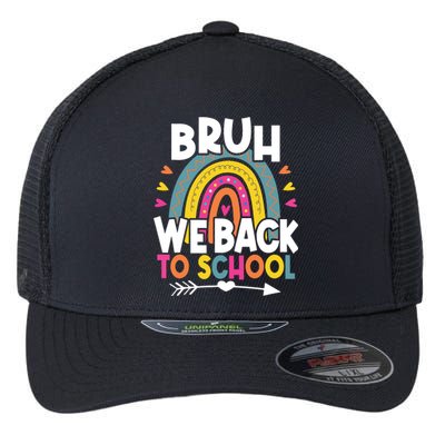 Bruh We Back Teachers Back To School Bruh We Back Flexfit Unipanel Trucker Cap