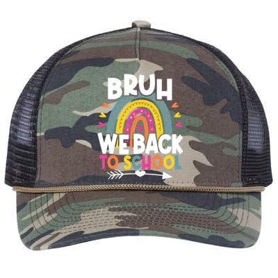 Bruh We Back Teachers Back To School Bruh We Back Retro Rope Trucker Hat Cap