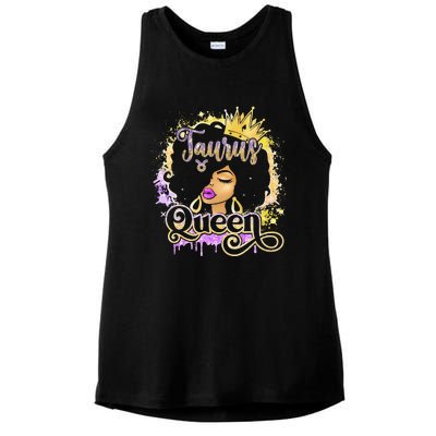 Black Wo Birthday Melanin Taurus Queen Ladies PosiCharge Tri-Blend Wicking Tank