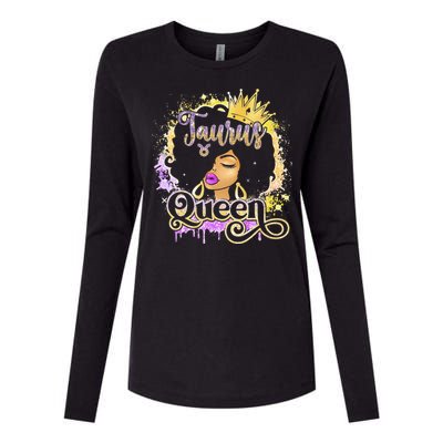 Black Wo Birthday Melanin Taurus Queen Womens Cotton Relaxed Long Sleeve T-Shirt