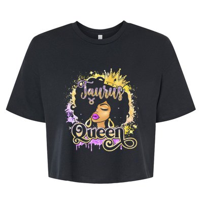 Black Wo Birthday Melanin Taurus Queen Bella+Canvas Jersey Crop Tee