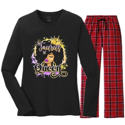 Black Wo Birthday Melanin Taurus Queen Women's Long Sleeve Flannel Pajama Set 