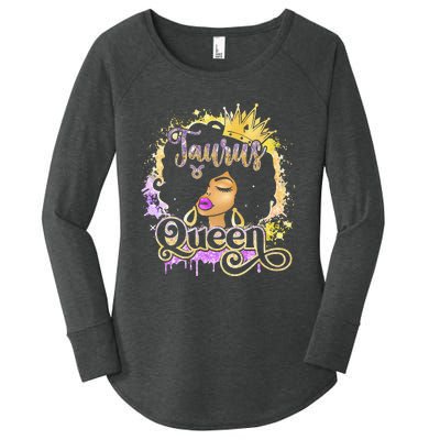 Black Wo Birthday Melanin Taurus Queen Women's Perfect Tri Tunic Long Sleeve Shirt