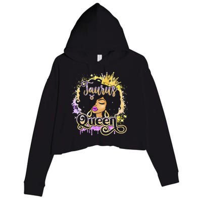 Black Wo Birthday Melanin Taurus Queen Crop Fleece Hoodie