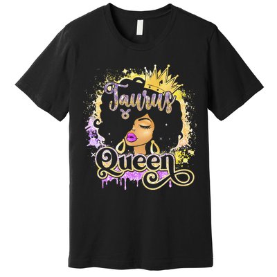 Black Wo Birthday Melanin Taurus Queen Premium T-Shirt