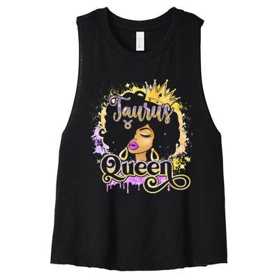 Black Wo Birthday Melanin Taurus Queen Women's Racerback Cropped Tank