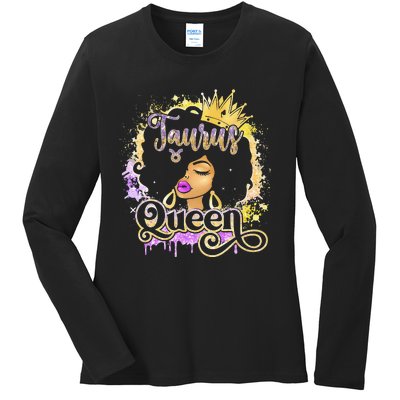 Black Wo Birthday Melanin Taurus Queen Ladies Long Sleeve Shirt