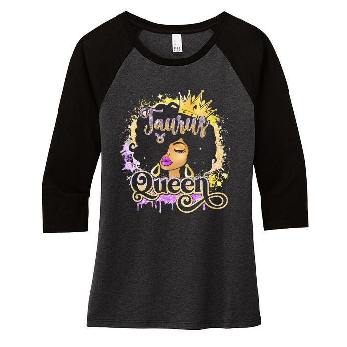 Black Wo Birthday Melanin Taurus Queen Women's Tri-Blend 3/4-Sleeve Raglan Shirt