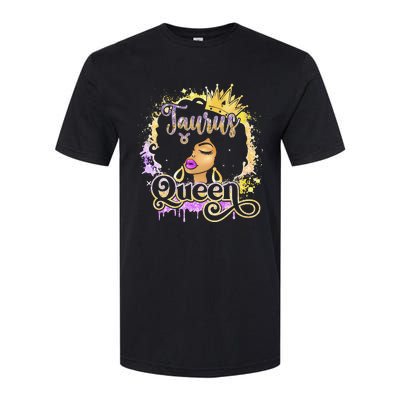 Black Wo Birthday Melanin Taurus Queen Softstyle CVC T-Shirt