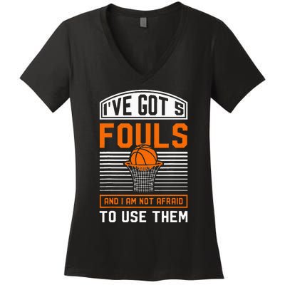 BasketBall  Wo Baller Dunking Women's V-Neck T-Shirt