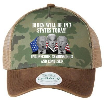Biden Will Be In 3 States Today Funny Confused Joe Biden Legacy Tie Dye Trucker Hat