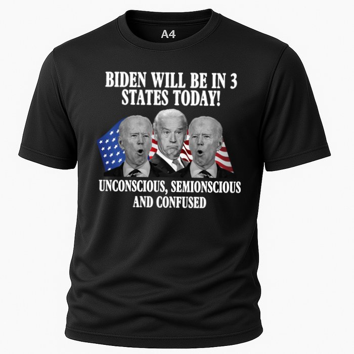 Biden Will Be In 3 States Today Funny Confused Joe Biden Cooling Performance Crew T-Shirt