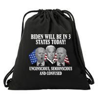 Biden Will Be In 3 States Today Funny Confused Joe Biden Drawstring Bag