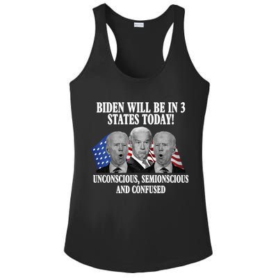 Biden Will Be In 3 States Today Funny Confused Joe Biden Ladies PosiCharge Competitor Racerback Tank