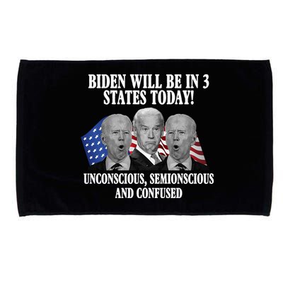 Biden Will Be In 3 States Today Funny Confused Joe Biden Microfiber Hand Towel