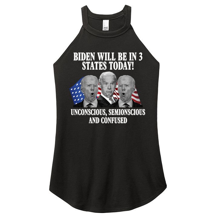 Biden Will Be In 3 States Today Funny Confused Joe Biden Women's Perfect Tri Rocker Tank