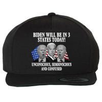 Biden Will Be In 3 States Today Funny Confused Joe Biden Wool Snapback Cap