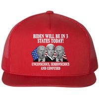 Biden Will Be In 3 States Today Funny Confused Joe Biden Flatbill Hat