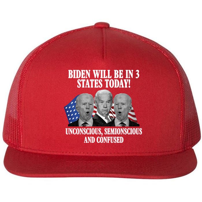 Biden Will Be In 3 States Today Funny Confused Joe Biden Flatbill Hat