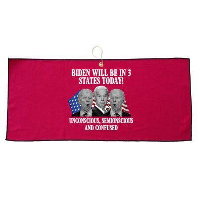 Biden Will Be In 3 States Today Funny Confused Joe Biden Large Microfiber Waffle Golf Towel
