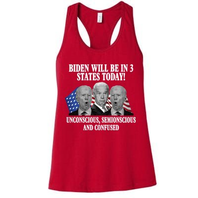 Biden Will Be In 3 States Today Funny Confused Joe Biden Womens Tank Top
