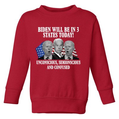 Biden Will Be In 3 States Today Funny Confused Joe Biden Toddler Sweatshirt