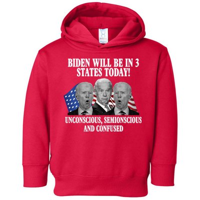Biden Will Be In 3 States Today Funny Confused Joe Biden Toddler Hoodie
