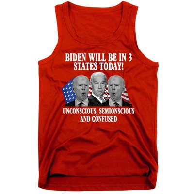 Biden Will Be In 3 States Today Funny Confused Joe Biden Tank Top