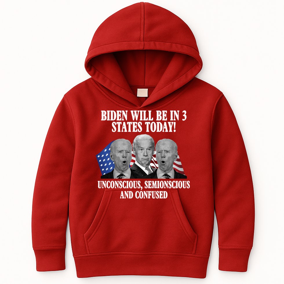 Biden Will Be In 3 States Today Funny Confused Joe Biden Kids Hoodie