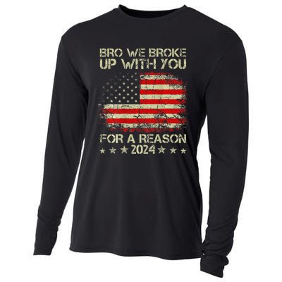 Bro We Broke Up With You For A Reason America Flag Cooling Performance Long Sleeve Crew