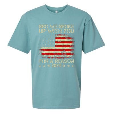 Bro We Broke Up With You For A Reason America Flag Sueded Cloud Jersey T-Shirt