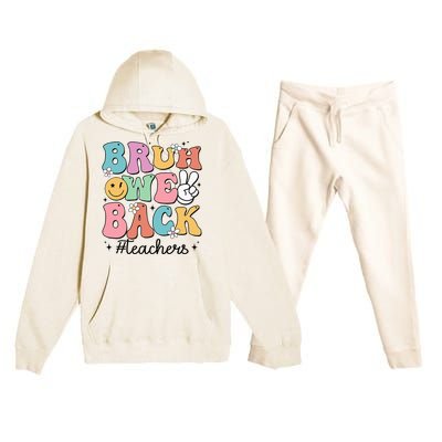 Bruh We Back Teachers Back To School Groovy Funny Premium Hooded Sweatsuit Set