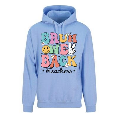 Bruh We Back Teachers Back To School Groovy Funny Unisex Surf Hoodie