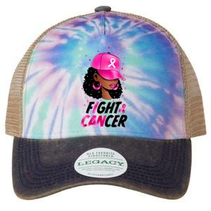 Black Women Breast Cancer Warrior Afro Pink_ Ribbon Support Legacy Tie Dye Trucker Hat