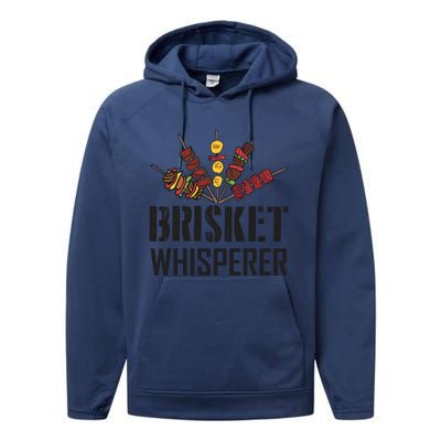 Brisket Whisperer Carnivore Bbq Meat Funny Grilling Gift Performance Fleece Hoodie