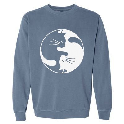 Black White Cat Yin And Yang For Women And Daddy Garment-Dyed Sweatshirt