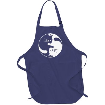 Black White Cat Yin And Yang For Women And Daddy Full-Length Apron With Pockets