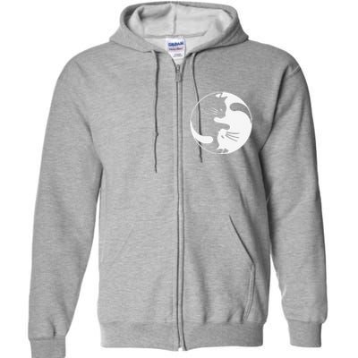 Black White Cat Yin And Yang For Women And Daddy Full Zip Hoodie