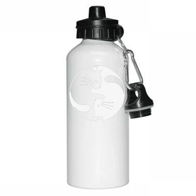 Black White Cat Yin And Yang For Women And Daddy Aluminum Water Bottle 