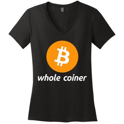 Bitcoin Whole Coiner Women's V-Neck T-Shirt