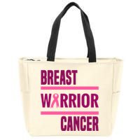 Breast Warrior Cancer Ribbon Zip Tote Bag