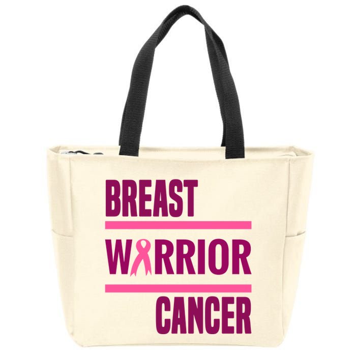 Breast Warrior Cancer Ribbon Zip Tote Bag