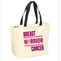 Breast Warrior Cancer Ribbon Zip Tote Bag