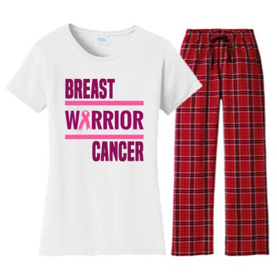 Breast Warrior Cancer Ribbon Women's Flannel Pajama Set