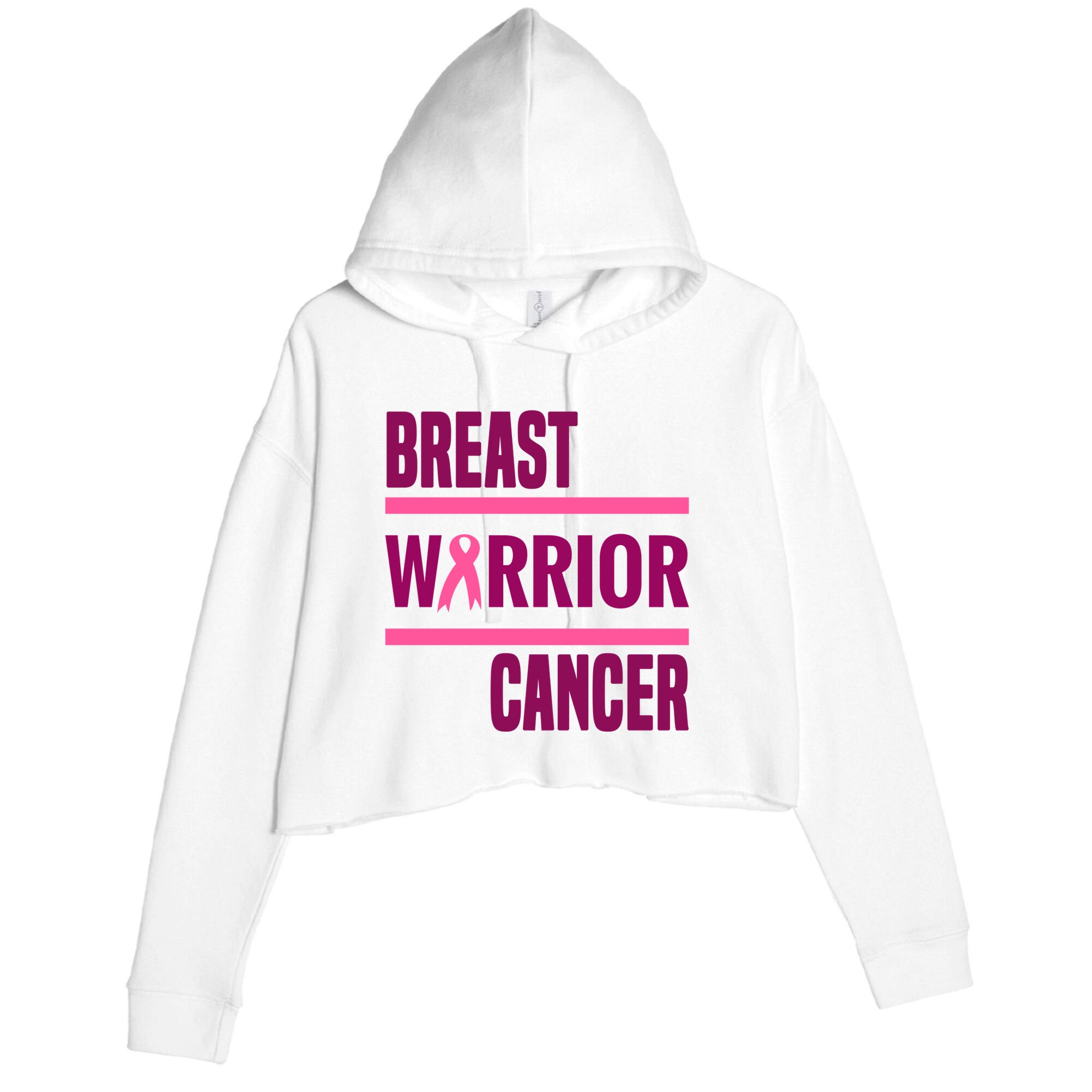 Breast Warrior Cancer Ribbon Crop Fleece Hoodie