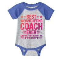 Best Weightlifting Coach Ever Funny Weightlifting Coach Gift Infant Baby Jersey Bodysuit