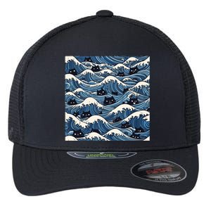 Blue Wave Cat Ladies For Kamala Harris President 2024 Flexfit Unipanel Trucker Cap