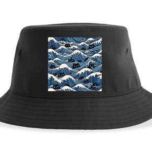 Blue Wave Cat Ladies For Kamala Harris President 2024 Sustainable Bucket Hat